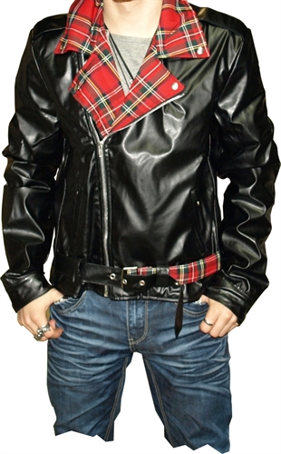 Ramones-Style - Tartan, Kunstlederjacke