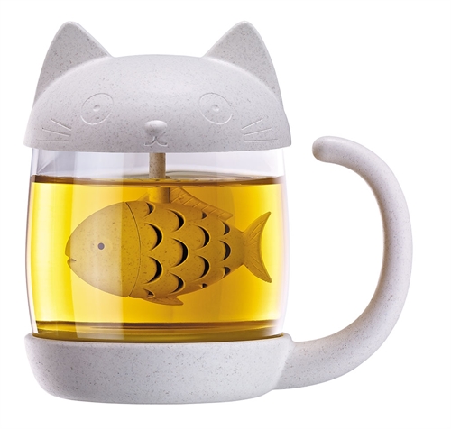 Katze - Teebecher mit integriertem Tee-Ei