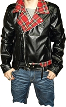 Ramones-Style - Tartan, Kunstlederjacke