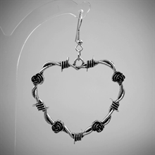 Barbed Wire Heart with Roses -  Ohrringe